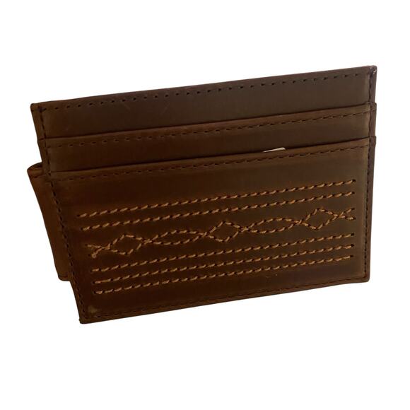 NWT Men’s Justin’s BOOT STITCH CARD WALLET with Money Clip in Brown 22125662M3 - Picture 7 of 11